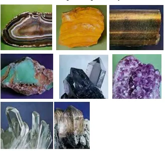 Gambar mineral Kuarsa dengan berbagai variasinya  
