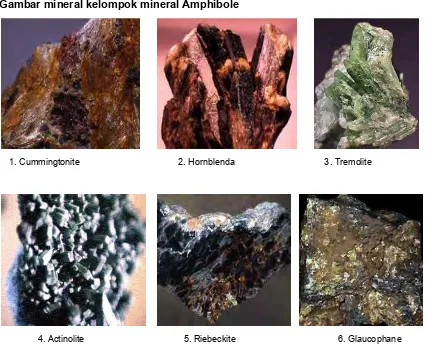 Gambar mineral kelompok mineral Amphibole 