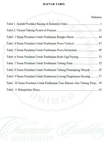 Tabel 1. Jumlah Produksi Kacang di Sumatera Utara ..........................................