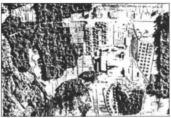 Gambar II.12. Foto udara pankromatik hitam putih pabrik gula Madukismo di Yogyakarta, tahun 1959