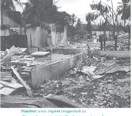 Gambar 1.10 Puing-puing bangunan yang hancur akibat kerusuhan antar- 