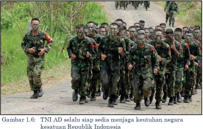 Gambar 1.6:  TNI AD selalu siap sedia menjaga keutuhan negara kesatuan Republik Indonesia