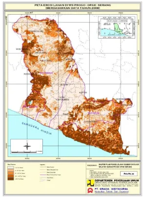 Gambar 7. Peta erosi lahan wilayah sungai Serayu-Opak tahun 2008 (Sumber : Balai BesarWilayah Sungai Serayu-Opak, 2008.)  