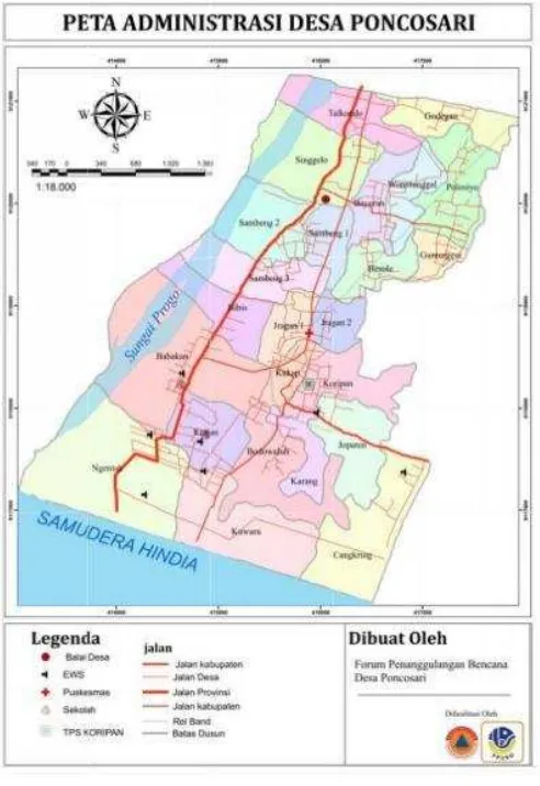 Gambar 9. Peta Administrasi Desa Poncosari  (Sumber : Arsip Desa Poncosari dan YP2SU, 2010) 