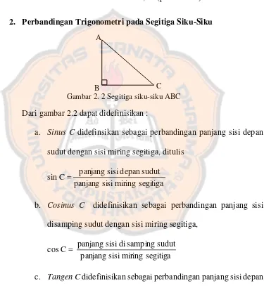 Gambar 2. 2 Segitiga siku-siku ABC 