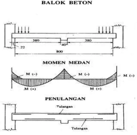 Gambar 3.1. Penampang dan Momen Balok Beton 