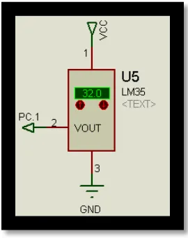 Gambar 3.7.  Rangkaian sensor suhu LM35 
