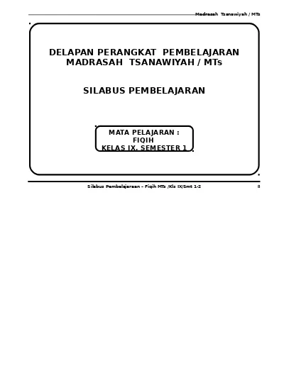 SILABUS Fiqih Kelas IX MTs Semester 1 2