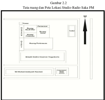 Gambar 2.2 Tata ruang dan Peta Lokasi Studio Radio Saka FM 