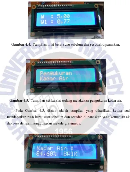 Gambar 4.4.  Tampilan nilai berat susu sebelum dan sesudah dipanaskan. 