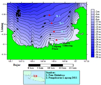 Gambar 3. Peta Lokasi Penelitian dan Titik Pengambilan Contoh di Perairan Teluk Jakarta 