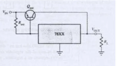 Gambar 2.15  Regulator 78XX dengan transistor eksternal (Anonim, 2016) 