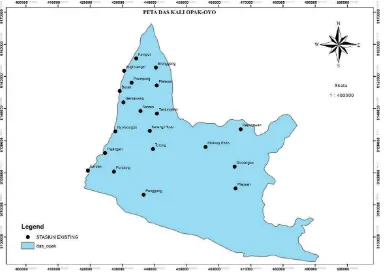 Gambar 4.1 Peta DAS Kali Opak-Oyo Dan Sebaran Stasiun Hujan 