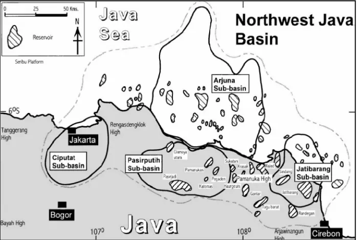 Gambar 12  Sebaran lapangan migas di Jawa Barat (Napitupulu 2000).