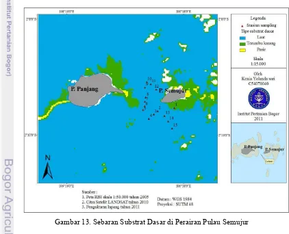 Gambar 13. Sebaran Substrat Dasar di Perairan Pulau Semujur 