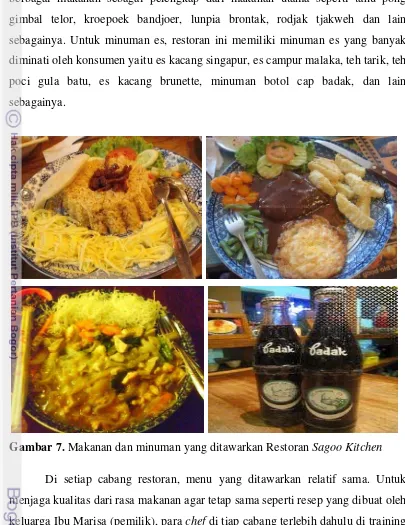 Gambar 7. Makanan dan minuman yang ditawarkan Restoran Sagoo Kitchen 