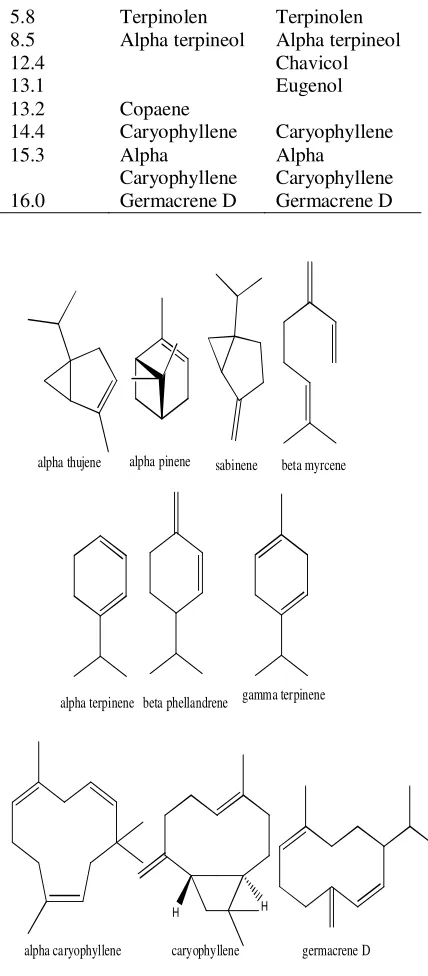 Fig 3. Major component which only found in P. bettle 