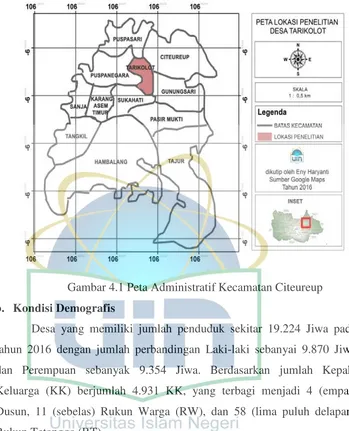 Gambar 4.1 Peta Administratif Kecamatan Citeureup 
