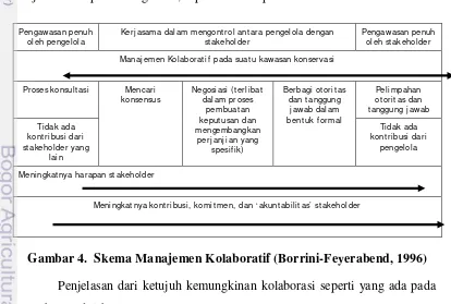 Gambar 4.  Skema Manajemen Kolaboratif (Borrini-Feyerabend, 1996) 