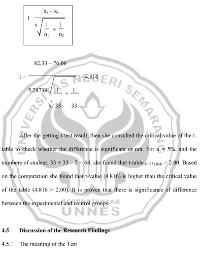 table to check whether the difference is significant or not. For α = 5%, and the 