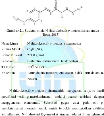 Gambar 2.1 Struktur kimia N-(hidroksietil)-p-metoksi sinamamida   