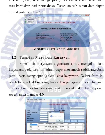 Gambar 4.6 Add  Data Karyawan Gagal 