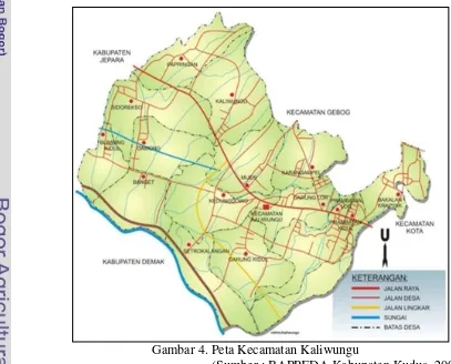 Gambar 4. Peta Kecamatan Kaliwungu   (Sumber : BAPPEDA Kabupaten Kudus, 2008) 