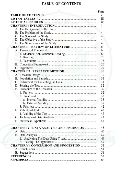TABLE  OF CONTENTS  