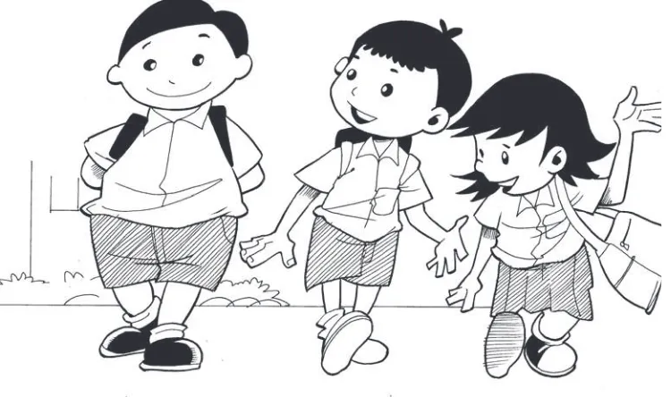 Gambar 4.1. Anak Berjalan ke Sekolah