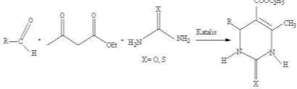 Gambar 2.4. Reaksi siklokondensasi Biginelli (Supartono, 2011) 