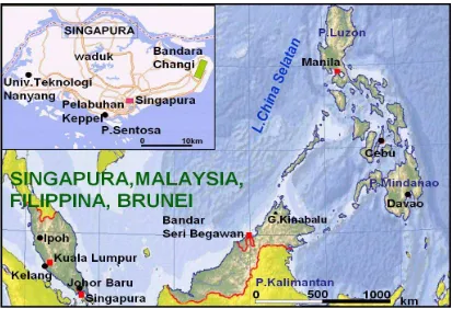 Gambar No.04. Peta Singapura (inset), Malaysia, Filippina, dan Brunei Darussalam. 