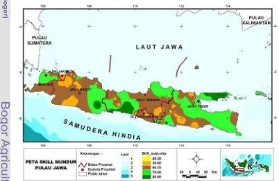 Gambar 19.  Peta Skill AMH Mundur dari Normal di Jawa 