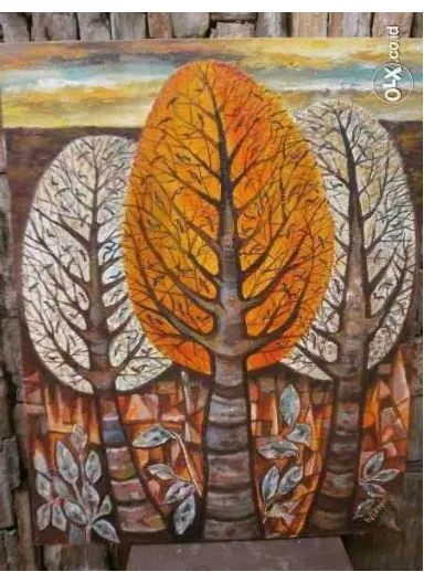 Gambar 9 : Contoh lukisan menunjukkan stilasi Widayat, “Pohon dan Burung”