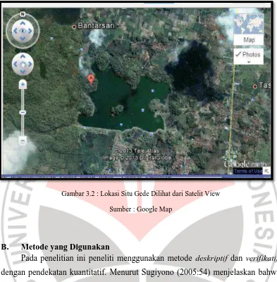 Gambar 3.2 : Lokasi Situ Gede Dilihat dari Satelit View 