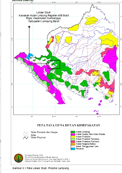 Gambar 3.1 Peta Lokasi Studi, Propinsi Lampung 