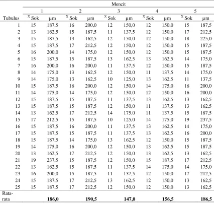 Tabel Diameter Tubulus Seminiferus Kelompok Kontrol Akuades 