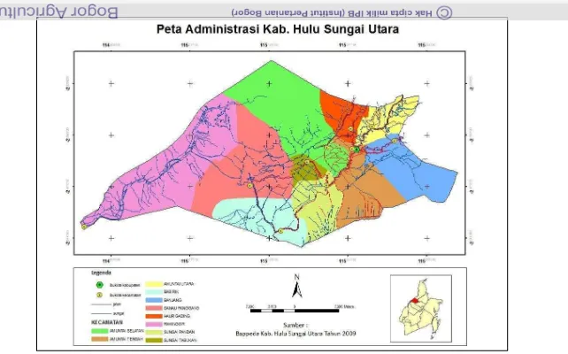 Gambar 3. Peta Administrasi Kabupaten Hulu Sungai Utara 