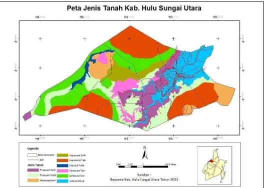 Gambar 7  Peta jenis tanah Kabupaten Hulu Sungai Utara 