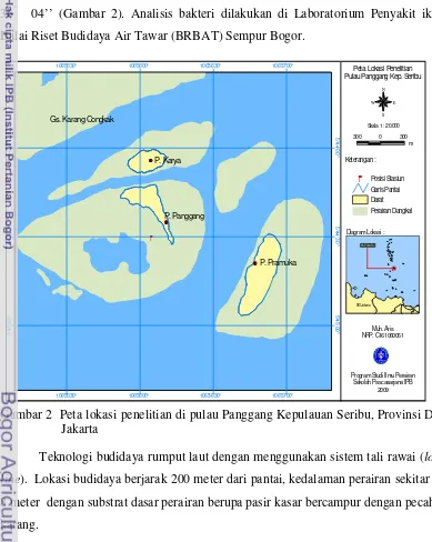 Gambar 2  Peta lokasi penelitian di pulau Panggang Kepulauan Seribu, Provinsi DKI 