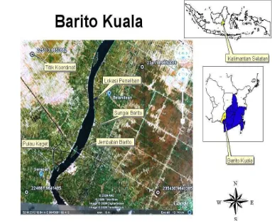 Gambar 4. Lokasi KP Balandean dilihat dari peta Kabupaten Barito Kuala, Kalimantan Selatan 