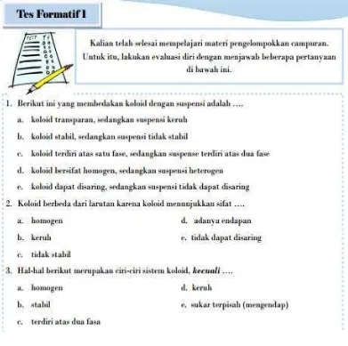 Gambar 2.4 Tes formatif dalam modul kimia berbasis PBL 