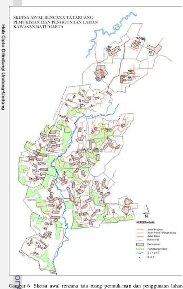 Gambar 6 Sketsa awal rencana tata ruang permukiman dan penggunaan lahan 