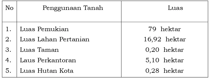 Tabel 4.1 Pengunaan Tanah 