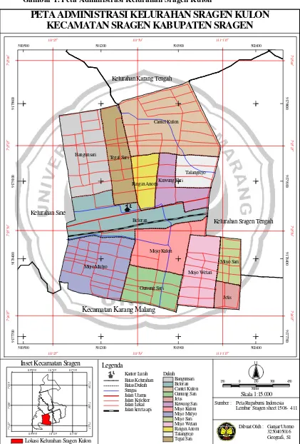 Gambar 1. Peta Administrasi Kelurahan Sragen Kulon