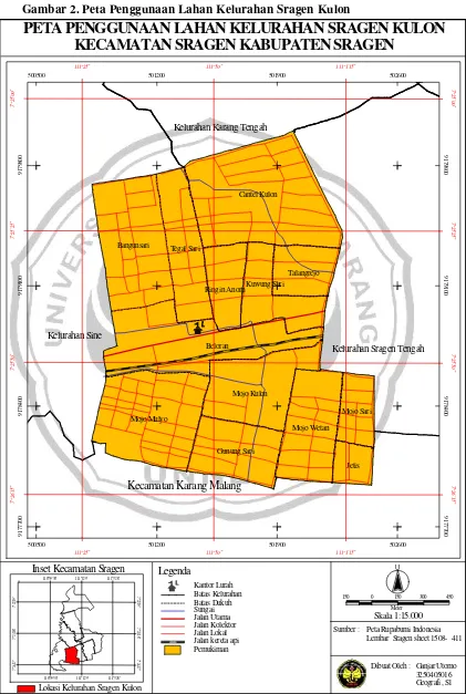 Gambar 2. Peta Penggunaan Lahan Kelurahan Sragen Kulon