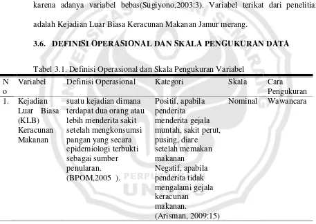 Tabel 3.1. Definisi Operasional dan Skala Pengukuran Variabel 