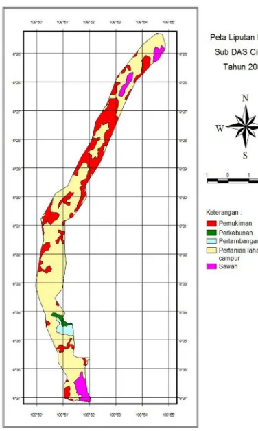 Gambar 6. Peta penggunaan lahan Sub DAS Cikeas tahun 2008 