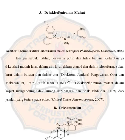 Gambar 1. Struktur deksklorfeniramin maleat (European Pharmacopoeial Convention, 2005) 