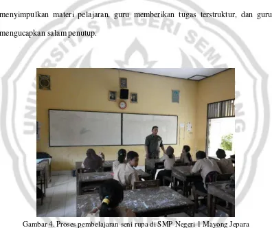 Gambar 4. Proses pembelajaran seni rupa di SMP Negeri 1 Mayong Jepara 