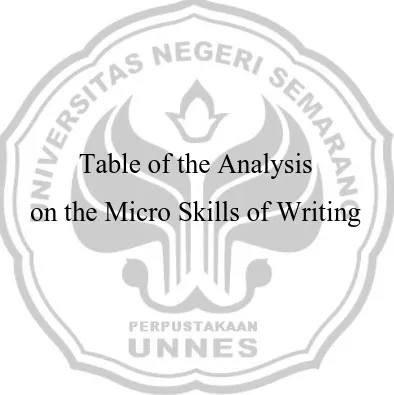 Table of the Analysis  